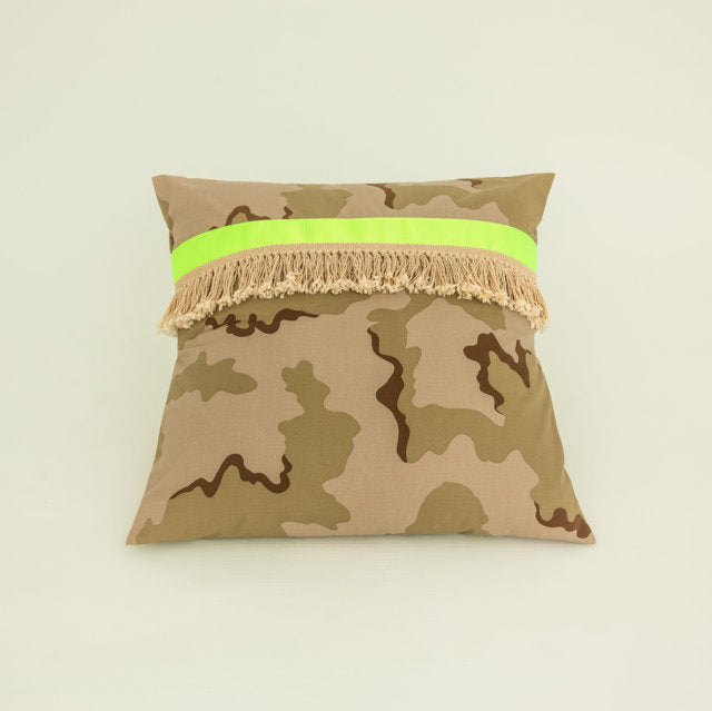 Fringe camouflage cushion